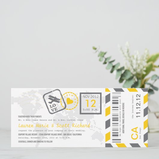 Uitnodiging tot inscheping van een vliegticket (Staand voorkant)