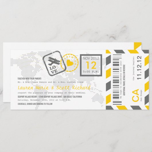 Uitnodiging tot inscheping van een vliegticket (Voorkant / Achterkant)