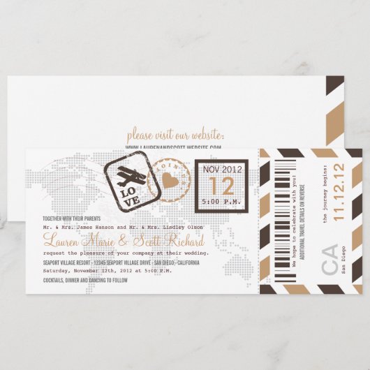 Uitnodiging tot inscheping van een vliegticket (Voorkant / Achterkant)