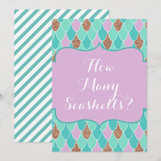 Uitnodiging tot invitering van Mermaid Baby shower (Voorkant / Achterkant)