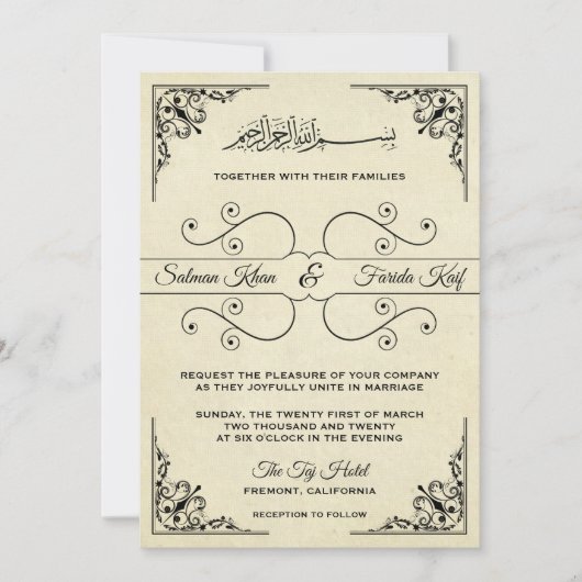  uitnodiging tot  islamitische bruiloft (Voorkant)