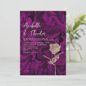 Uitnodiging tot Jewel Tone Paarse Gold Wedding (Staand voorkant)