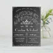 Uitnodiging tot Jubileum van Chalkboard Wedding (Staand voorkant)