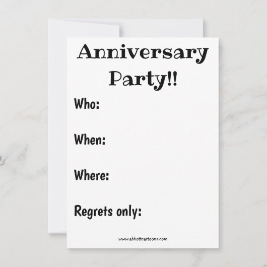 Uitnodiging tot Jubileum van Funny Wedding (Achterkant)