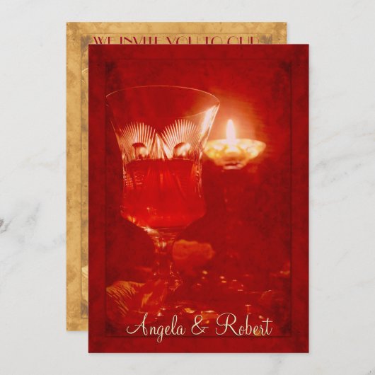 Uitnodiging tot Jubileum van wijn en kaarslicht (Voorkant / Achterkant)