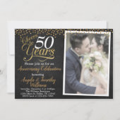 Uitnodiging tot Jubileum voor Black and Gold Weddi (Voorkant)