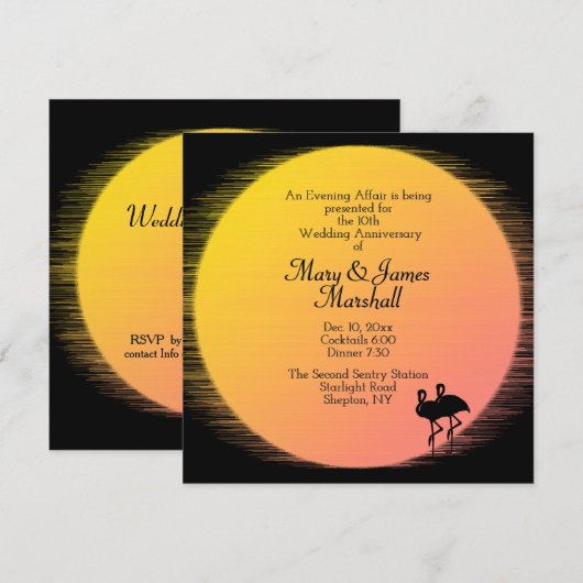 Uitnodiging tot Jubileum voor Tropical Wedding (Voorkant / Achterkant)