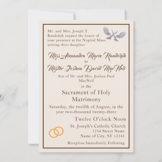 uitnodiging tot katholieke bruiloft (Voorkant)