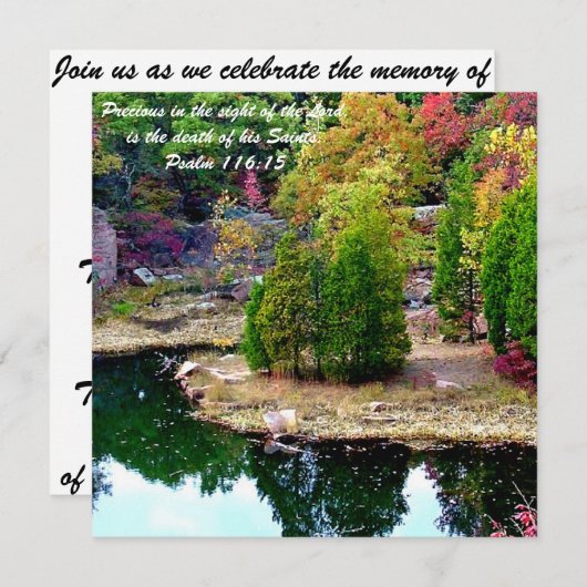 Uitnodiging tot kennisgeving van de Memorial Servi (Voorkant / Achterkant)