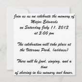 Uitnodiging tot kennisgeving van de Memorial Servi (Achterkant)