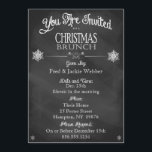 Uitnodiging tot kerst Brunch  Chalkboard<br><div class="desc">Nodig uw gasten uit voor een speciaal kerstfeest Brunch met deze , zwarte en witte uitnodiging. Neem een stap terug in de tijd met deze retro, nodigt de brunch versierd uit met witte sneeuwvlokken gebruikend traditionele doopvonten, stijlvolle zwellen en bloei, en lay-out. Het lijkt bijna op een ouderwetse menukaart. U...</div>