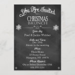 Uitnodiging tot kerst Brunch  Chalkboard<br><div class="desc">Nodig uw gasten uit voor een speciaal kerstfeest Brunch met deze , zwarte en witte uitnodiging. Neem een stap terug in de tijd met deze retro, nodigt de brunch versierd uit met witte sneeuwvlokken gebruikend traditionele doopvonten, stijlvolle zwellen en bloei, en lay-out. Het lijkt bijna op een ouderwetse menukaart. U...</div>