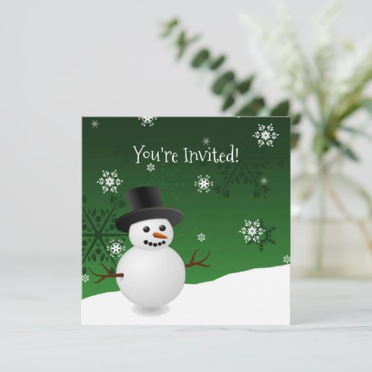 Uitnodiging tot kerst in de Green Snowman Winter S (Staand voorkant)