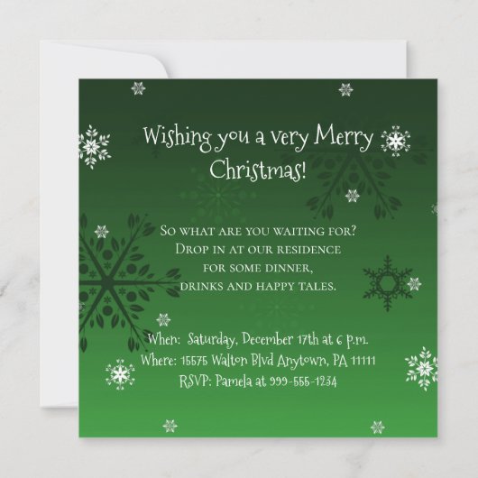 Uitnodiging tot kerst in de Green Snowman Winter S (Achterkant)