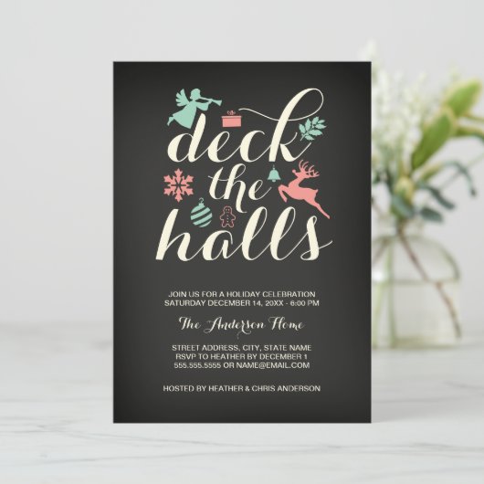 Uitnodiging tot kerst in de zalen (Staand voorkant)