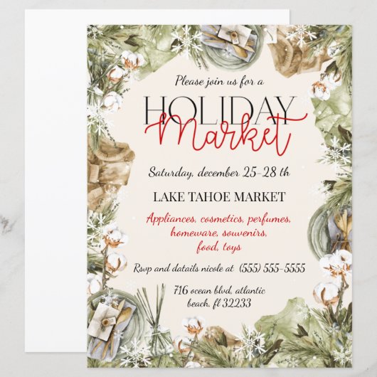 Uitnodiging tot kerstavond in feestdagen (Voorkant / Achterkant)