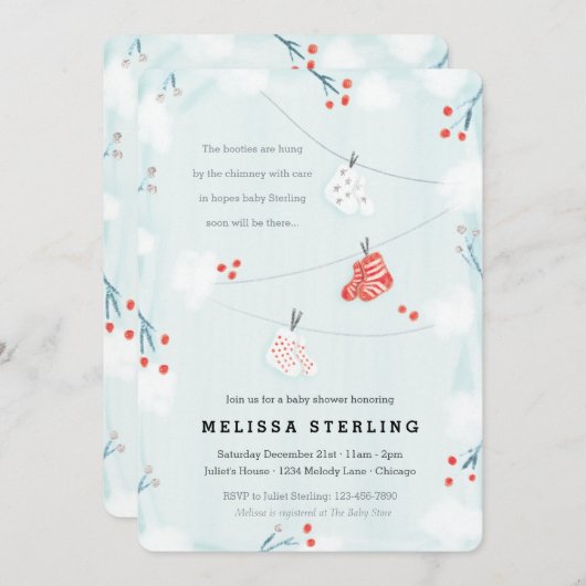 Uitnodiging tot kerstmis Baby shower (Voorkant / Achterkant)