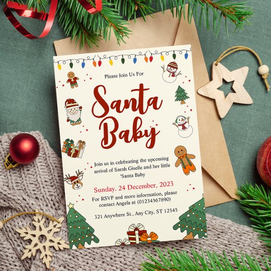 Uitnodiging tot kerstmis Baby shower