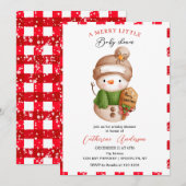 Uitnodiging tot kerstmis Little Snowman Baby showe (Voorkant / Achterkant)