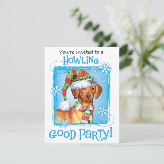 Uitnodiging tot kerstmis Vizsla (Staand voorkant)