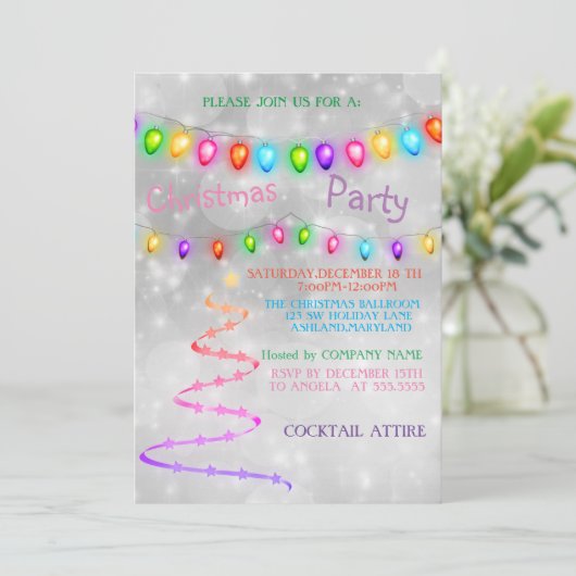 Uitnodiging tot kerstviering met prachtige wolfraa (Staand voorkant)