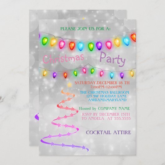 Uitnodiging tot kerstviering met prachtige wolfraa (Voorkant / Achterkant)