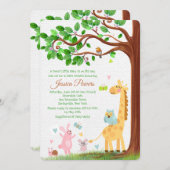 Uitnodiging tot kleine diervriendelijke Baby showe (Voorkant / Achterkant)