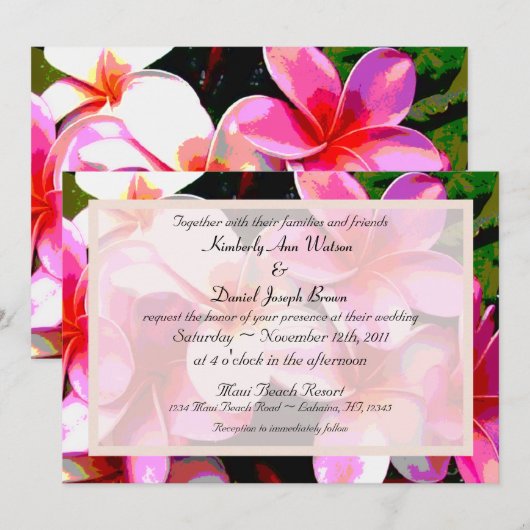Uitnodiging tot kleurrijke tropische bruiloft (Voorkant / Achterkant)