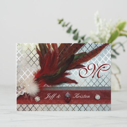 Uitnodiging tot koninklijk rood huwelijk (Staand voorkant)