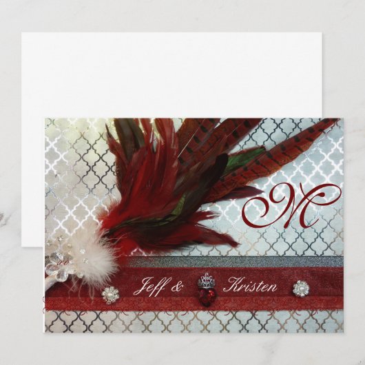 Uitnodiging tot koninklijk rood huwelijk (Voorkant / Achterkant)