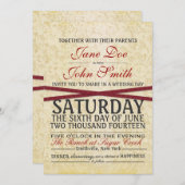 Uitnodiging tot  Lace en Rode Ribbon Wedding (Voorkant / Achterkant)