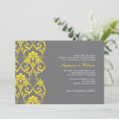 Uitnodiging tot  Lace Gray en Yellow Wedding (Staand voorkant)