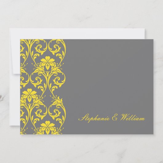 Uitnodiging tot Lace Gray en Yellow Wedding (Achterkant)