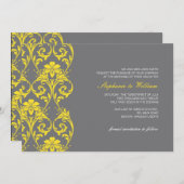 Uitnodiging tot  Lace Gray en Yellow Wedding (Voorkant / Achterkant)
