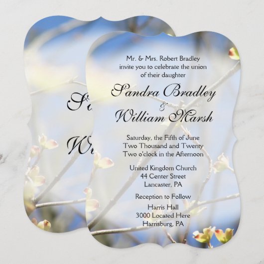 Uitnodiging tot lente-bloesems huwelijk (Voorkant / Achterkant)