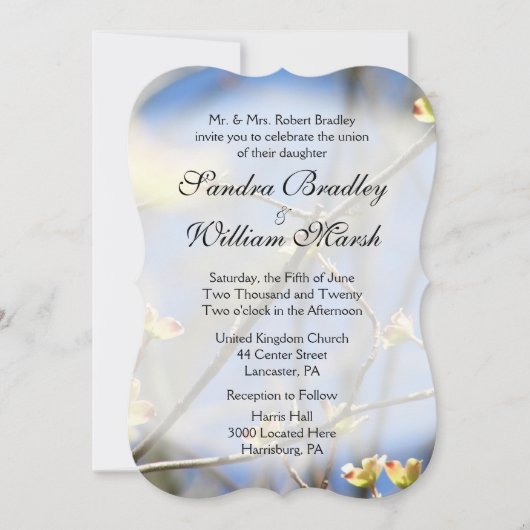 Uitnodiging tot lente-bloesems huwelijk (Voorkant)