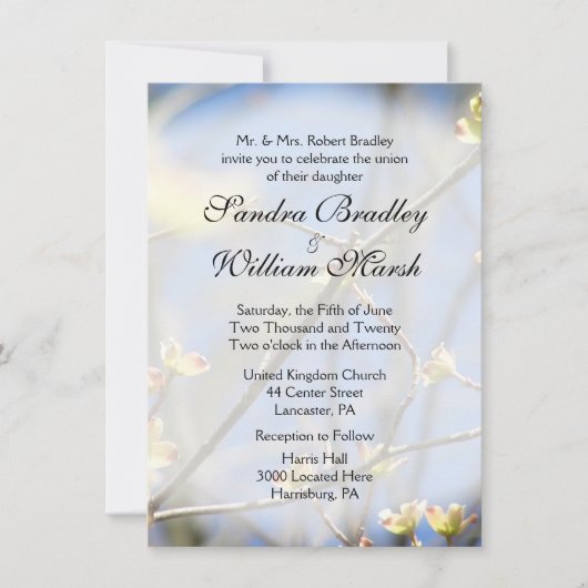 Uitnodiging tot lente-bloesems huwelijk (Voorkant)