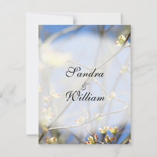 Uitnodiging tot lente-bloesems huwelijk (Achterkant)