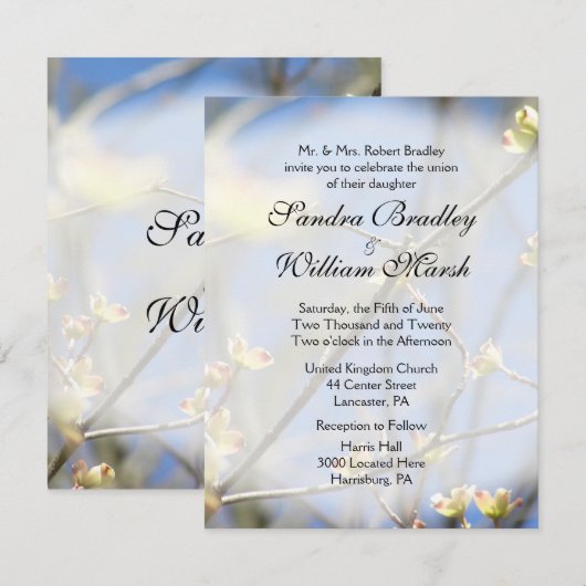 Uitnodiging tot lente-bloesems huwelijk (Voorkant / Achterkant)