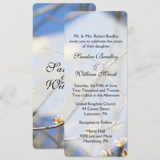 Uitnodiging tot lente-bloesems huwelijk (Voorkant / Achterkant)