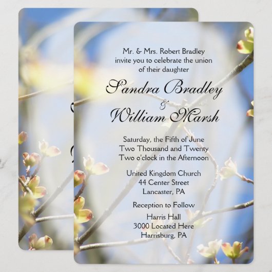 Uitnodiging tot lente-bloesems huwelijk (Voorkant / Achterkant)