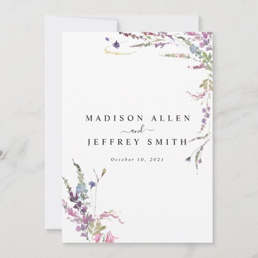 Uitnodiging tot lentemanje Wildflower Wedding (Achterkant)