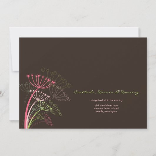 Uitnodiging tot lentes voor zoete roze dandelions (Achterkant)