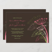 Uitnodiging tot lentes voor zoete roze dandelions (Voorkant / Achterkant)