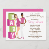 Uitnodiging tot lesbische Baby shower voor meisjes (Voorkant / Achterkant)