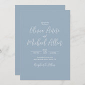 Uitnodiging tot lichte blauwe legante-handsbruilof (Voorkant / Achterkant)