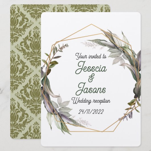 Uitnodiging tot lijst en demask Wedding (Voorkant / Achterkant)