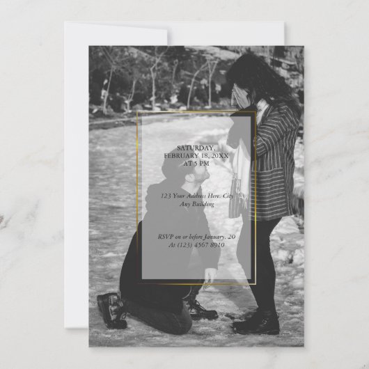 Uitnodiging tot Lijst met schone gouden lijnen (Achterkant)