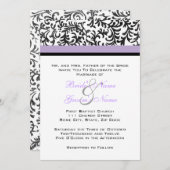 Uitnodiging tot lila en zwarte bruiloft (Voorkant / Achterkant)