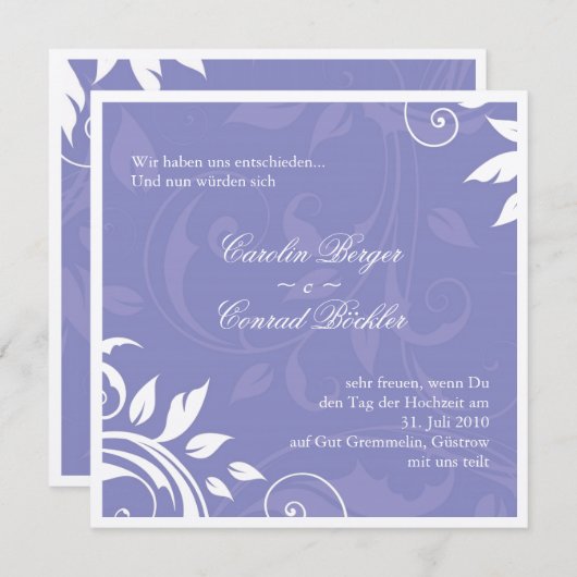 Uitnodiging tot luxe bruiloft (Voorkant / Achterkant)